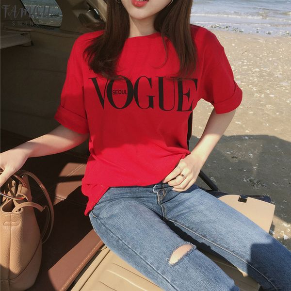 vogue letter print t shirt women short sleeve o neck loose red tshirt 2020 summer women tee shirt camisetas, White
vogue letter print t shirt women short sleeve o neck loose red tshirt 2020 summer women tee shirt camisetas, White