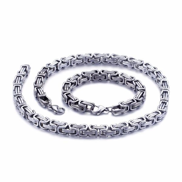 5mm/6mm/8mm wide silver stainless steel king byzantine chain necklace bracelet mens jewelry handmade
5mm/6mm/8mm wide silver stainless steel king byzantine chain necklace bracelet mens jewelry handmade