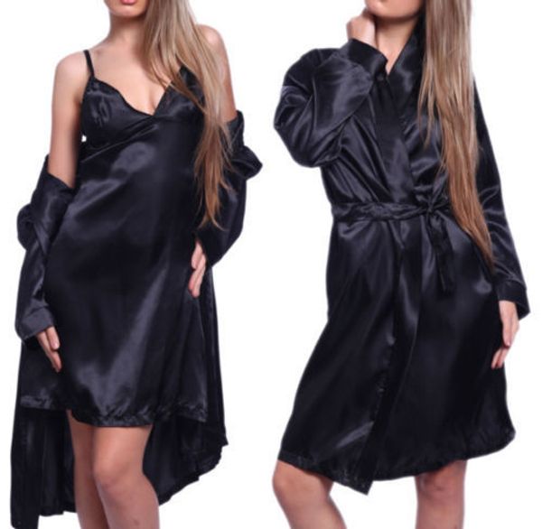 sleepwear lingerie nightdress g-string pajamas new women satin robe, Black;red
sleepwear lingerie nightdress g-string pajamas new women satin robe, Black;red