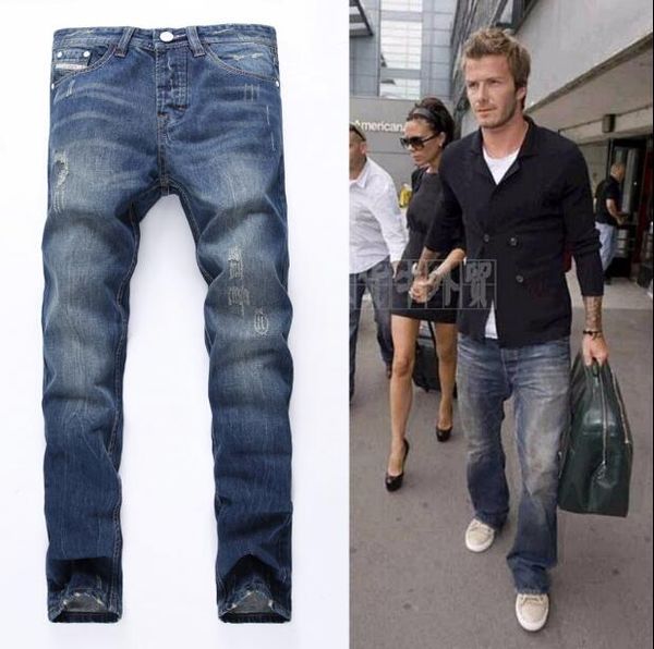 new high quanlity men blue denim designer european star ripped jeans for men classic retro pants
new high quanlity men blue denim designer european star ripped jeans for men classic retro pants