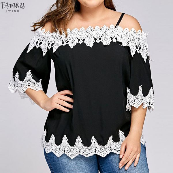 s 5xl fashion women plus size blouse lace off shoulder shirt loose cap sleeve blouses summer blouse female shirt blusa, White
s 5xl fashion women plus size blouse lace off shoulder shirt loose cap sleeve blouses summer blouse female shirt blusa, White