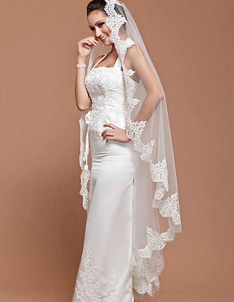 fascinating one-tier applique edge ankle length white ivory wedding veil popular meidingqianna brand bridal veil with an alloy comb, Black
fascinating one-tier applique edge ankle length white ivory wedding veil popular meidingqianna brand bridal veil with an alloy comb, Black