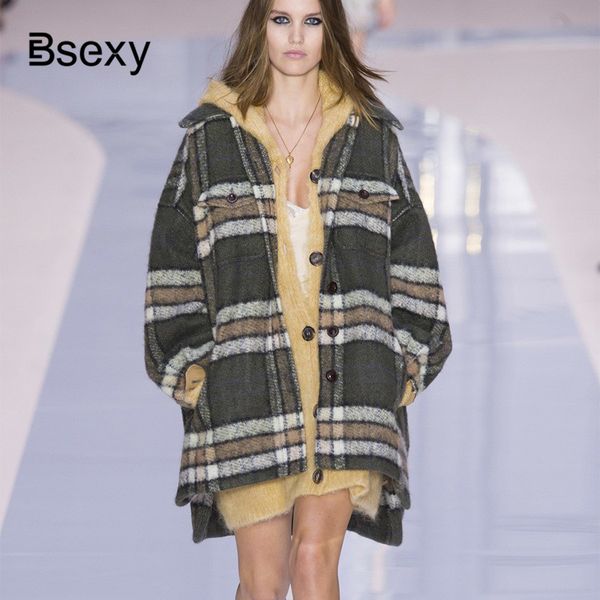 vintage winter women oversized wool coat 2019 runway drop shoulder mohair loose long plaid coat warm overcoat streetwear, Black
vintage winter women oversized wool coat 2019 runway drop shoulder mohair loose long plaid coat warm overcoat streetwear, Black
