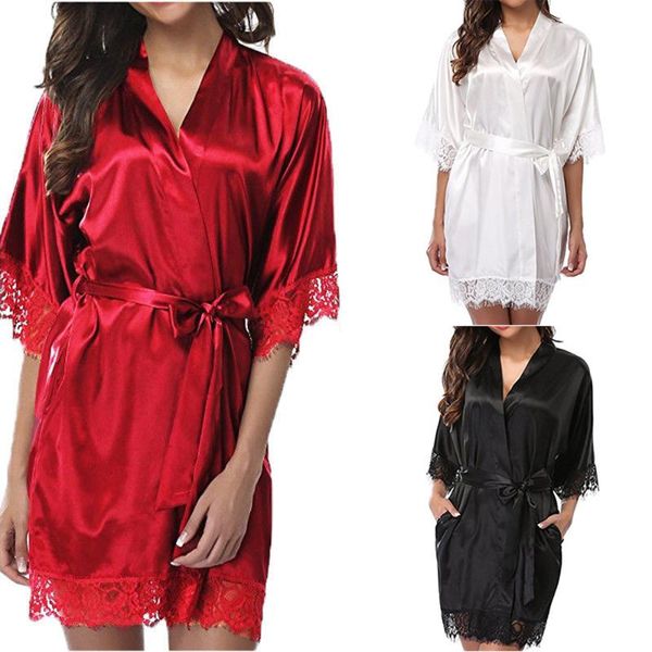 ladies women kimono sleepwear robe summer middle lace sleeve bathrobe lingerie night gown thongs robe kits pajamas, Black;red
ladies women kimono sleepwear robe summer middle lace sleeve bathrobe lingerie night gown thongs robe kits pajamas, Black;red