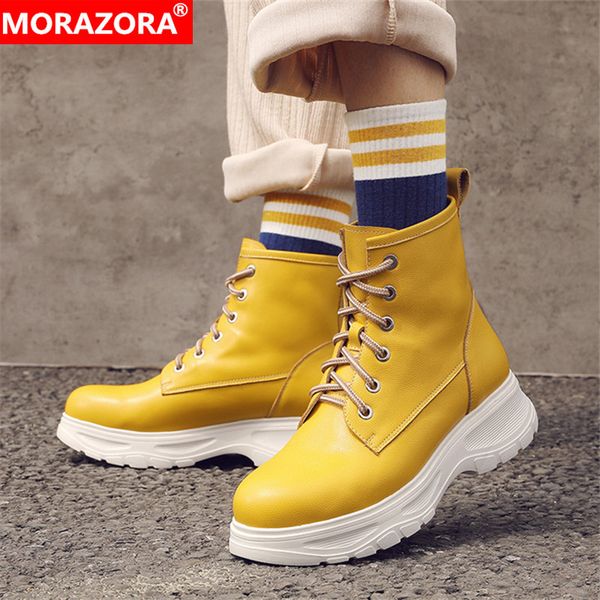 morazora 2020 genuine leather ankle boots for women lace up autumn winter booties casual flat platform shoes ladies, Black
morazora 2020 genuine leather ankle boots for women lace up autumn winter booties casual flat platform shoes ladies, Black