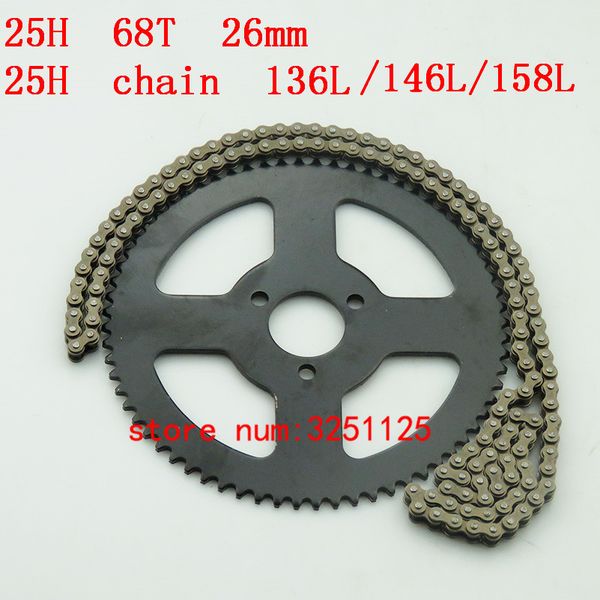 25h chain set 25h 136l /146l /158l links loops chain + rear sprocket 68t tooth 26mm for 47cc 49cc mini pocket bike atv quad
25h chain set 25h 136l /146l /158l links loops chain + rear sprocket 68t tooth 26mm for 47cc 49cc mini pocket bike atv quad