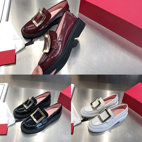 designer womens leather shoes luxury black white wine red metal square buckle coat of paint loafers with box size 35-40
designer womens leather shoes luxury black white wine red metal square buckle coat of paint loafers with box size 35-40