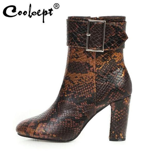 coolcept snakeskin fashion ankle boots side zipper buckle square high heels shoes winter club warm mujer botas size 35-43, Black
coolcept snakeskin fashion ankle boots side zipper buckle square high heels shoes winter club warm mujer botas size 35-43, Black