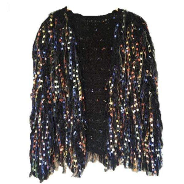 lamb colorful sequins tassels knitted sweater jacket cardigan handmade mixed color fringed velvet fluffy loose coat outwear, White
lamb colorful sequins tassels knitted sweater jacket cardigan handmade mixed color fringed velvet fluffy loose coat outwear, White