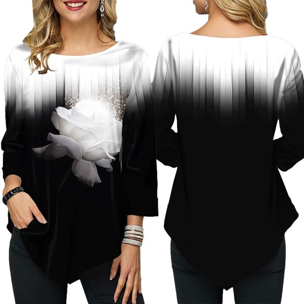 chic women autumn gradual floral print o neck long sleev131, White
chic women autumn gradual floral print o neck long sleev131, White