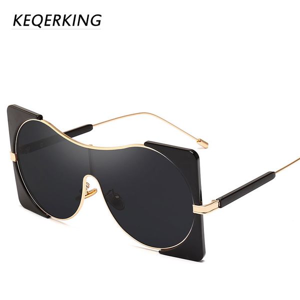 keqerking2019 latest large frame one-piece sunglasses fashion ladies thin sunglasses round frame retro uv400, White;black
keqerking2019 latest large frame one-piece sunglasses fashion ladies thin sunglasses round frame retro uv400, White;black