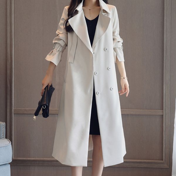 elegant 2019 spring autumn trench women solid color lady x-long windbreak double breasted slim trench coat with belt long coat, Tan;black
elegant 2019 spring autumn trench women solid color lady x-long windbreak double breasted slim trench coat with belt long coat, Tan;black