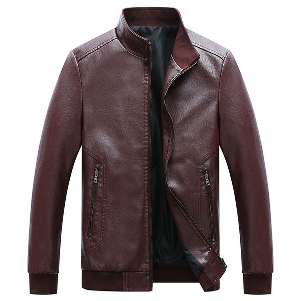 2019 autumn and winter new style fashion solid color stand collar large size pocket zipper design men's leather coat 1911, Black
2019 autumn and winter new style fashion solid color stand collar large size pocket zipper design men's leather coat 1911, Black