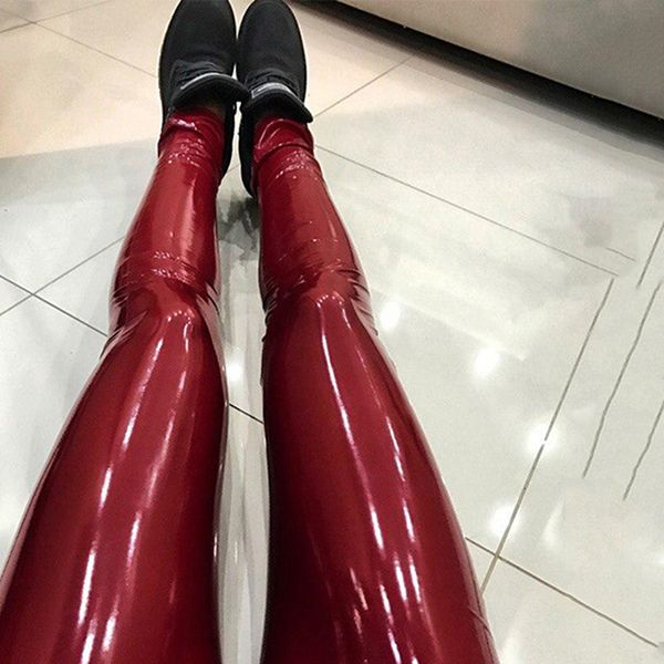high waist tight solid color pu leather pants woman tight pencil slim bag hip trousers cool black red, Black;white
high waist tight solid color pu leather pants woman tight pencil slim bag hip trousers cool black red, Black;white