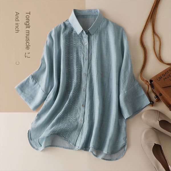20078 ramie shirt cotton cotton linen thin lapel shirt women's loose seven-sleeve cotton-linen design top, White
20078 ramie shirt cotton cotton linen thin lapel shirt women's loose seven-sleeve cotton-linen design top, White