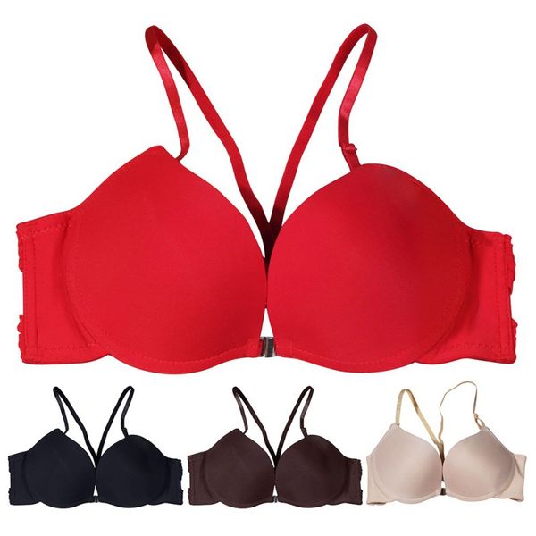 women smooth solid hollowed out push up front closure brassiere smooth underwire lingerie bras back newest, Red;black
women smooth solid hollowed out push up front closure brassiere smooth underwire lingerie bras back newest, Red;black