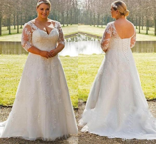 2020 new plus size a line wedding dresses half sleeve sweetheart sheer lace corset back vestios de novia bridal gowns, White
2020 new plus size a line wedding dresses half sleeve sweetheart sheer lace corset back vestios de novia bridal gowns, White