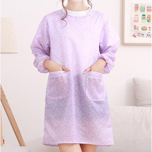 korean fashion home kitchen long-sleeved apron smock anti-wear waterproof anti-oil overalls