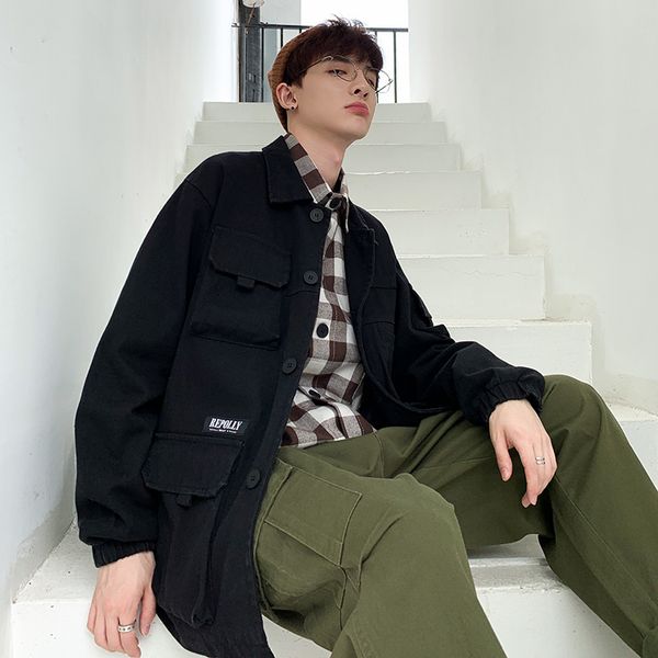 autumn new tooling jacket men fashion solid color casual cotton multi-pocket jacket man streetwear hip-hop loose bomber, Black;brown
autumn new tooling jacket men fashion solid color casual cotton multi-pocket jacket man streetwear hip-hop loose bomber, Black;brown
