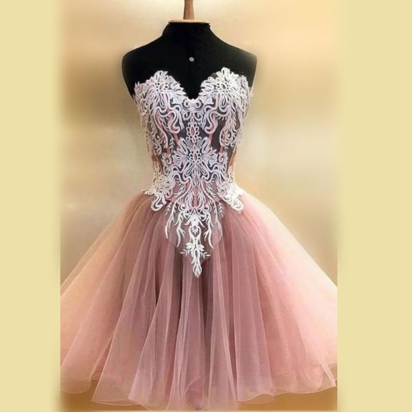 dusty pink mini homecoming dress with sweetheart exposed boning appliques lace party dress tulle short prom dress, Blue;pink
dusty pink mini homecoming dress with sweetheart exposed boning appliques lace party dress tulle short prom dress, Blue;pink