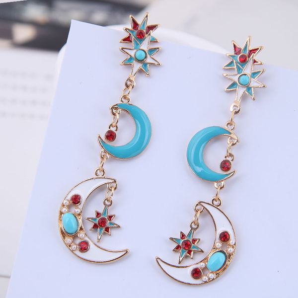 brincos fashion star moon drop earrings for women imitation pearl earings fashion jewelry enamel long statement earring, Golden;silver
brincos fashion star moon drop earrings for women imitation pearl earings fashion jewelry enamel long statement earring, Golden;silver