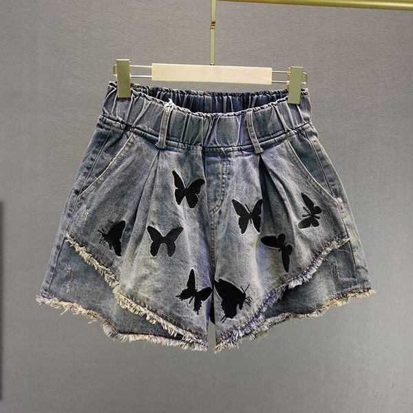 ripped jeans shorts for women 2020 summer new european style loose high waist butterfly embroidered burr denim shorts pants, Blue
ripped jeans shorts for women 2020 summer new european style loose high waist butterfly embroidered burr denim shorts pants, Blue