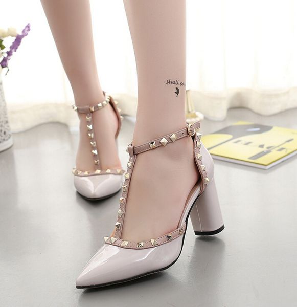 women high-heeled shoes fashion pointed rivet shoes wedding pumps spring valentine square toe elegant lady leather shoes, Black
women high-heeled shoes fashion pointed rivet shoes wedding pumps spring valentine square toe elegant lady leather shoes, Black