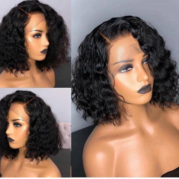 wavy short bob wigs lace front human hair wigs for black women pre plucked peruvian remy hair wigs with baby hair full end