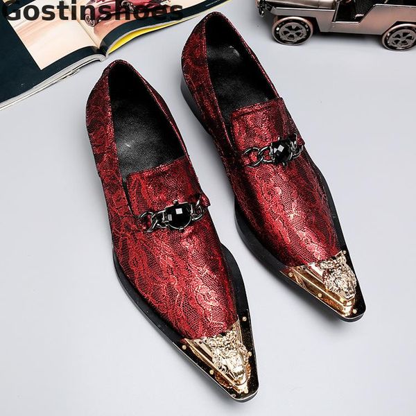 men leather shoes red casual genuine leather loafers metal capped toe pointed slip-on fashion shoes for party wedding, Black
men leather shoes red casual genuine leather loafers metal capped toe pointed slip-on fashion shoes for party wedding, Black