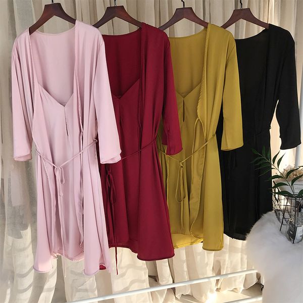 2019 pyjamas women faux silk sleepwear pijamas set nightgown bathrobe pijama feminino sleep lounge sets indoor clothing, Black;red
2019 pyjamas women faux silk sleepwear pijamas set nightgown bathrobe pijama feminino sleep lounge sets indoor clothing, Black;red