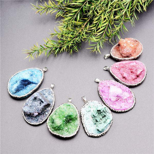 fashion quartz druzy stone pendant leather necklace for women water drop statement colorful long sweater necklace jewelry gifts, Silver
fashion quartz druzy stone pendant leather necklace for women water drop statement colorful long sweater necklace jewelry gifts, Silver