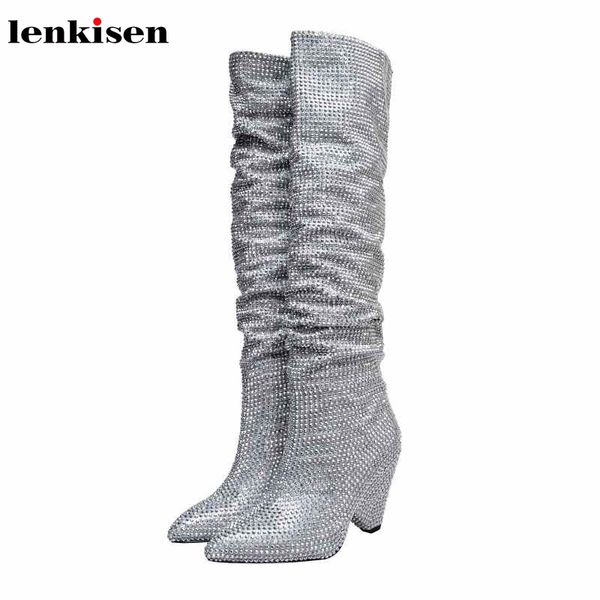lenkisen star fashion gorgeous shiny crystal studded pleated pointed toe high heels winter warm women thigh high boots l19, Black
lenkisen star fashion gorgeous shiny crystal studded pleated pointed toe high heels winter warm women thigh high boots l19, Black