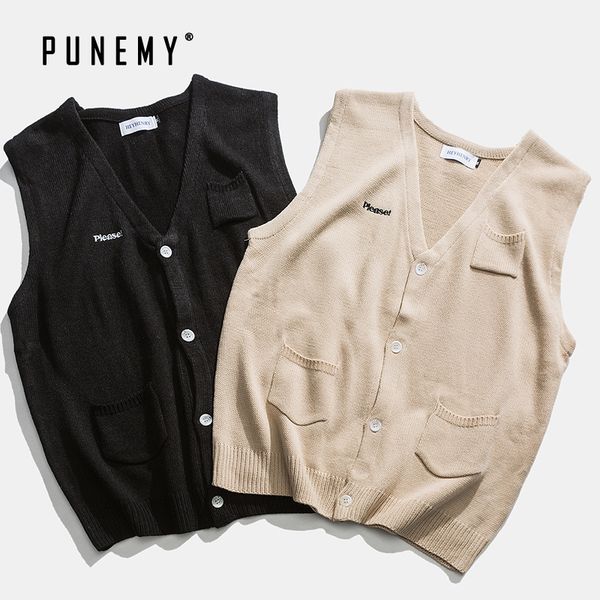 men vest sleeveless sweaters v-neck retro solid single breasted acrylic oversize hip hop streetwear autumn new men's sweaters, Black;white
men vest sleeveless sweaters v-neck retro solid single breasted acrylic oversize hip hop streetwear autumn new men's sweaters, Black;white