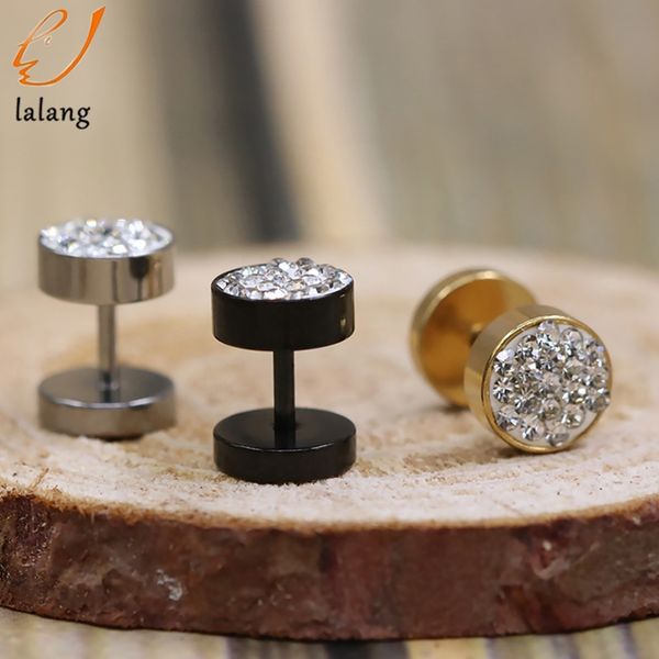 fashion black silver stainless steel earrings women men's barbell dumbbell punk gothic stud earring for men punk rock earrings, Golden;silver 
fashion black silver stainless steel earrings women men's barbell dumbbell punk gothic stud earring for men punk rock earrings, Golden;silver