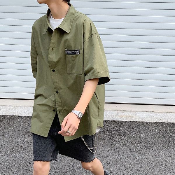 men's casual shirts short-sleeved shirt men loose spring and autumn mens, White;black
men's casual shirts short-sleeved shirt men loose spring and autumn mens, White;black