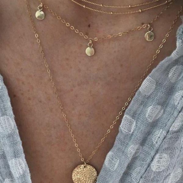 fashion gold pendant layered long chain coin necklace set gifts for women egirl friends neckless accessories jewelry, Silver 
fashion gold pendant layered long chain coin necklace set gifts for women egirl friends neckless accessories jewelry, Silver