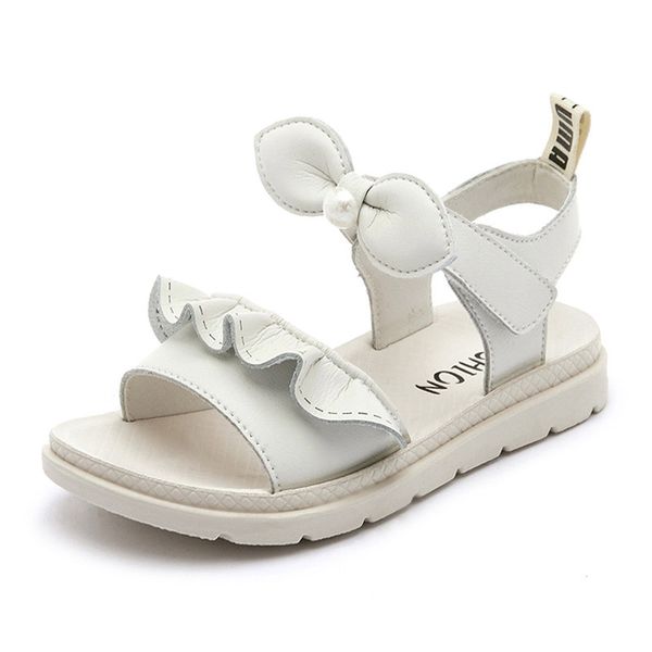 Teens Princess Fashion Genuine Leather Big Kids Sandals 2020 Little Girls Summer Shoe Children Bow Beach Shoes 3 6 10 To 12 Year