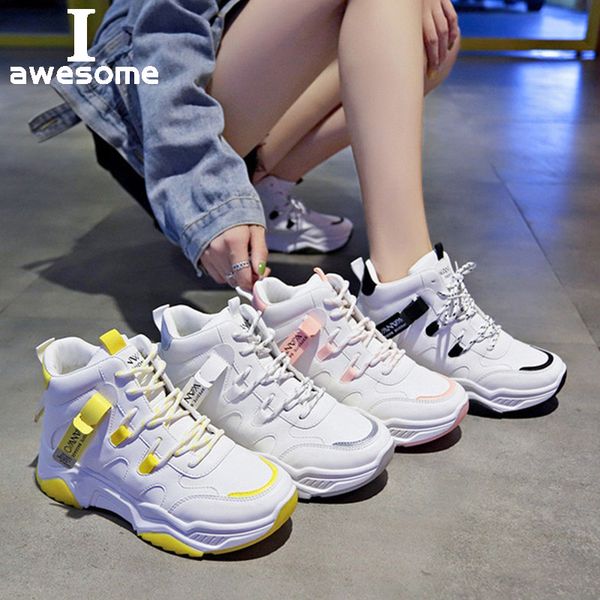 women fashion chunky sneakers high lace up platform casual shoes flat woman brand patent leather shoes moda zapatos mujer, Black
women fashion chunky sneakers high lace up platform casual shoes flat woman brand patent leather shoes moda zapatos mujer, Black