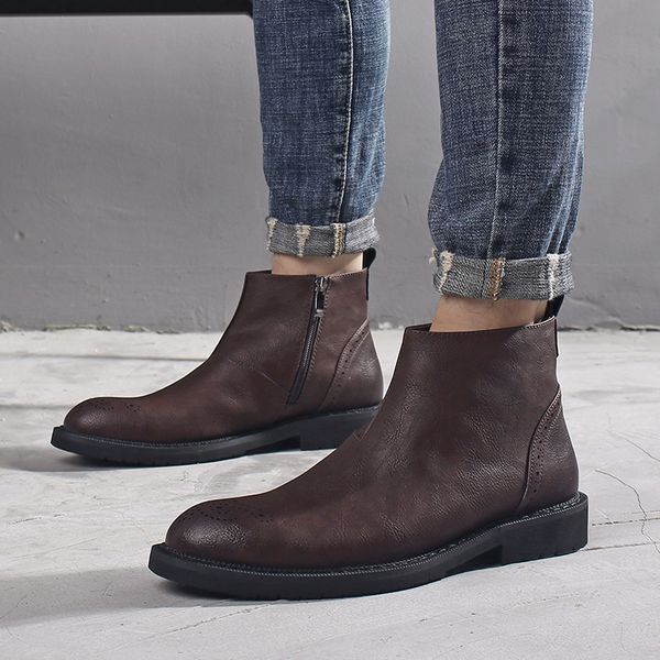england style men's desert boots cow leather shoes brogue tooling shoe spring autumn ankle boot chaussure homme botas, Black
england style men's desert boots cow leather shoes brogue tooling shoe spring autumn ankle boot chaussure homme botas, Black
