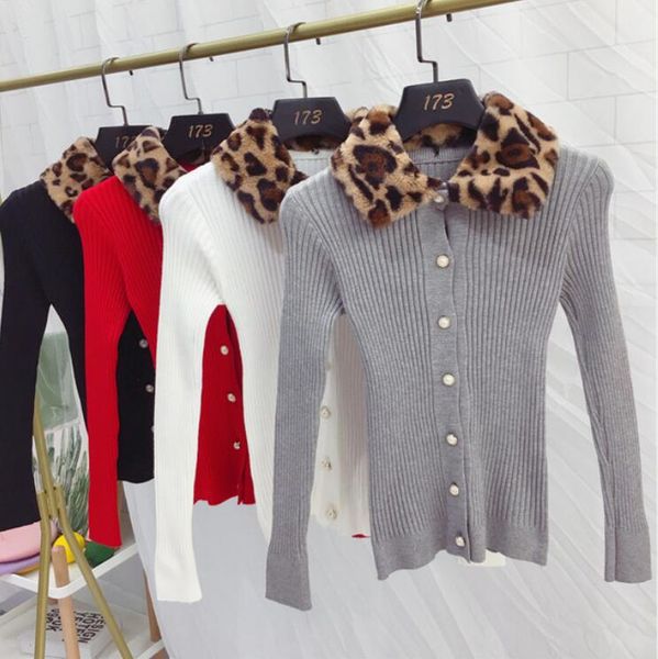 2019 fall winter removable leopard collar knit cardigan jacket womens long sleeve sweater ladies knitted coat students sweaters, White;black
2019 fall winter removable leopard collar knit cardigan jacket womens long sleeve sweater ladies knitted coat students sweaters, White;black