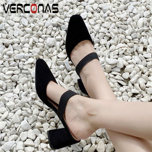 verconas women sandals kid suede mules thick heels pointed toe slippers party pumps summer elegant shoes woman, Black
verconas women sandals kid suede mules thick heels pointed toe slippers party pumps summer elegant shoes woman, Black