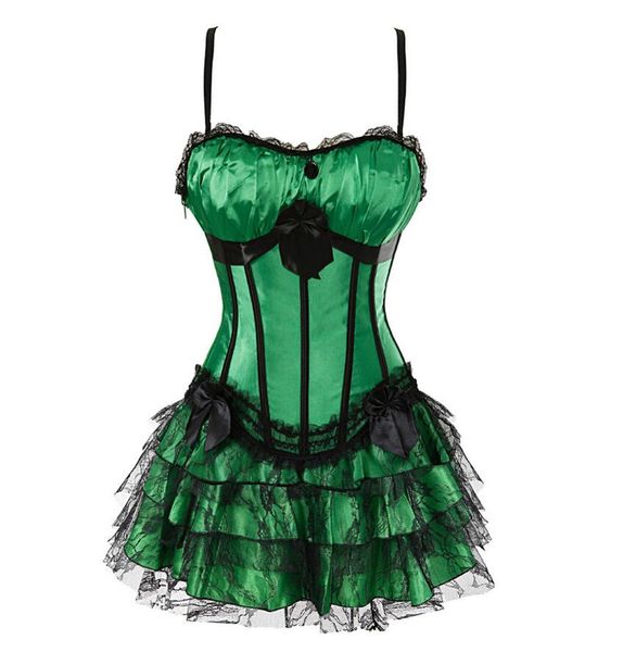 women shoulder straps overbust corset bustier with mini lace skirt fancy dresses costume gothic corsets dress, Black;white
women shoulder straps overbust corset bustier with mini lace skirt fancy dresses costume gothic corsets dress, Black;white