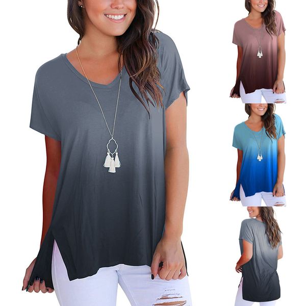2019 korean clothes chemise womens short sleeve v-neck gradient colour loose casual tee t-shirt tee shirt femme top, White
2019 korean clothes chemise womens short sleeve v-neck gradient colour loose casual tee t-shirt tee shirt femme top, White