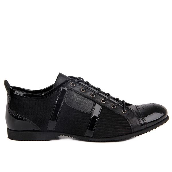 sail-lakers black leather men 's casual shoes