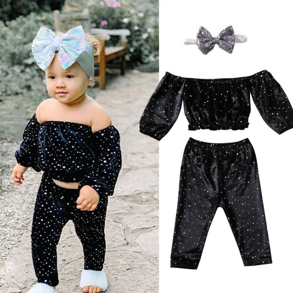 3pcs toddler kids newborn baby girl clothes sequin off shoulder crop +long pants outfits, White
3pcs toddler kids newborn baby girl clothes sequin off shoulder crop +long pants outfits, White