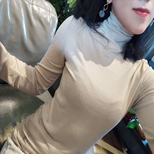 2020 season solid color simple women's comfortable and soft all-match shirt high collar long sleeve base shirt, White
2020 season solid color simple women's comfortable and soft all-match shirt high collar long sleeve base shirt, White