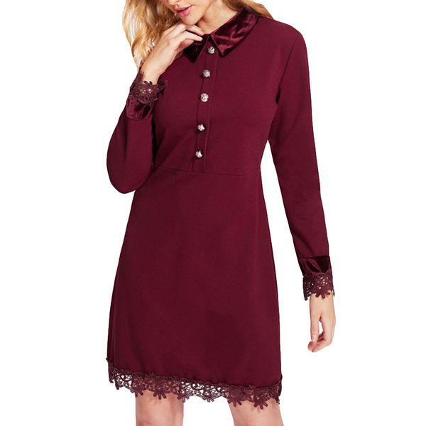 2018 fashion summer dress female women lace patchwork o-neck casual long sleeve dress button party dresses elbise robe vestidos, Black;gray
2018 fashion summer dress female women lace patchwork o-neck casual long sleeve dress button party dresses elbise robe vestidos, Black;gray