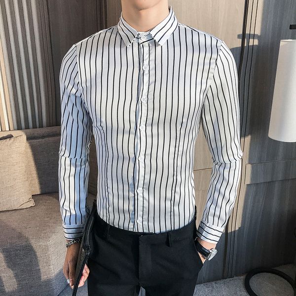 high grade striped shirt men dress shirts long sleeve 2019 slim fit gold tuxedo shirt white striped casual social male, White;black
high grade striped shirt men dress shirts long sleeve 2019 slim fit gold tuxedo shirt white striped casual social male, White;black