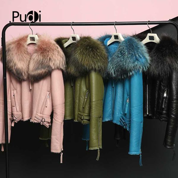 pudi c18002 women's winter warm sheepleather jacket vest raccoon fur collar girl coat lady jacket overcoat, Black
pudi c18002 women's winter warm sheepleather jacket vest raccoon fur collar girl coat lady jacket overcoat, Black