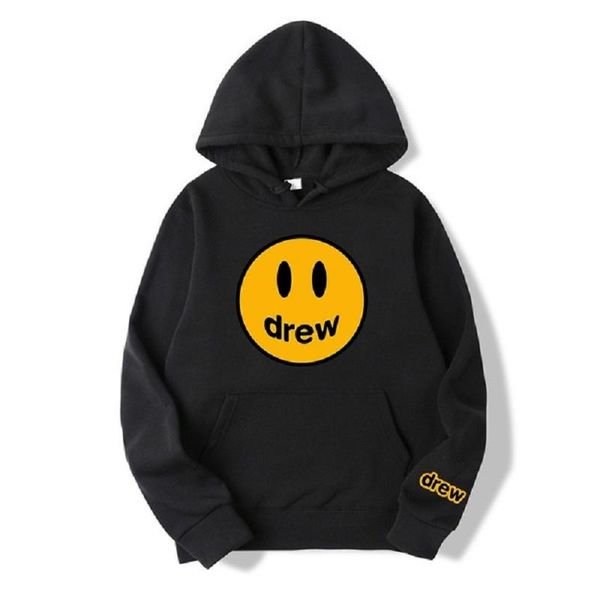 drew face printed hoodies cozy pullovers hooded sweatshirts, Black